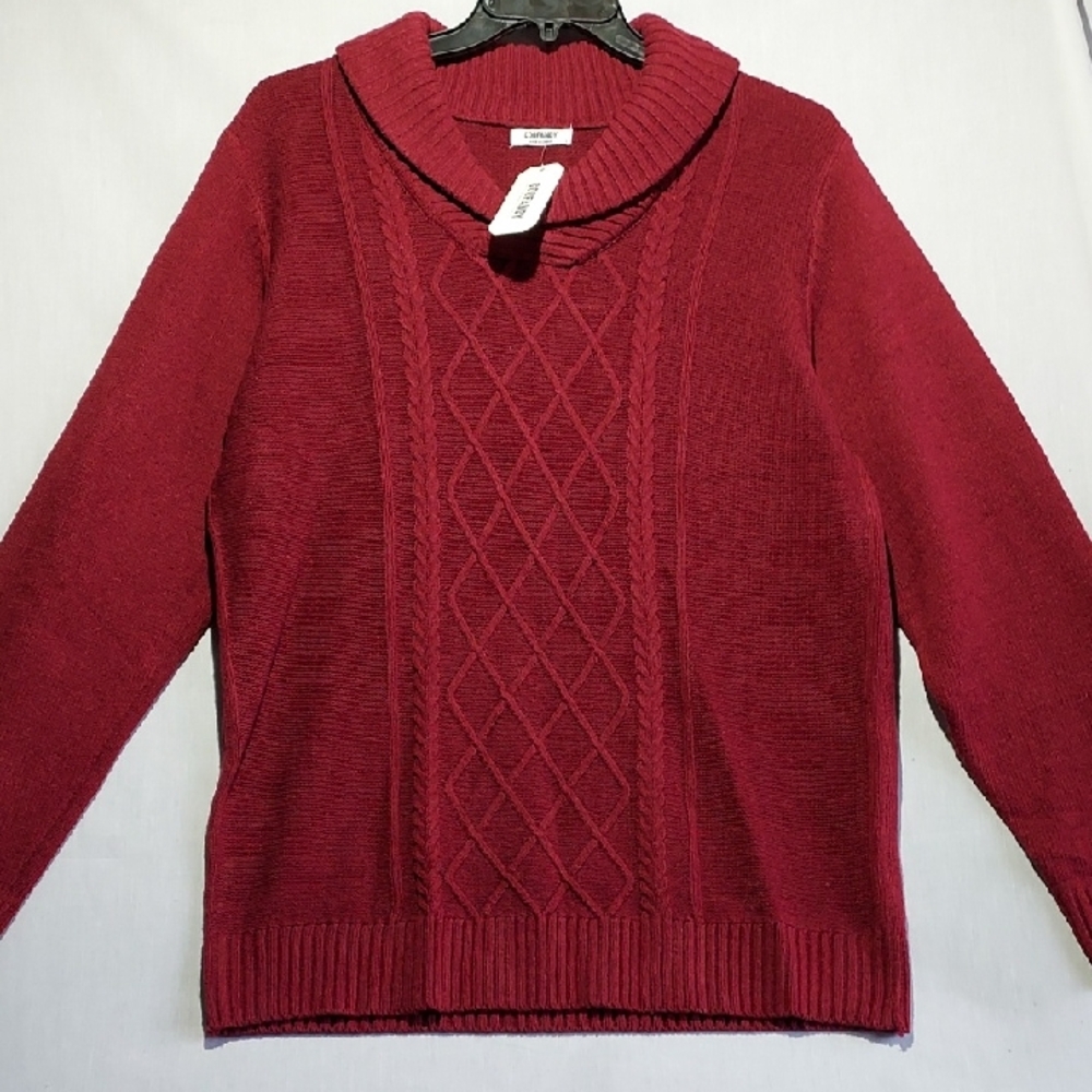 NWT Coofandy‎ cowl neck women's sweater size large in a burgundy red.